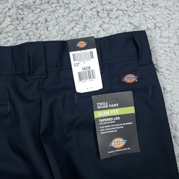 Dickies Slim Fit Tapered Twill Flex Dark Blue Work Pants Men's Size 34 x 30 - Picture 3 of 8
